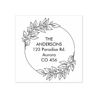 Aangepaste familienaam met bladeren rubberstempel