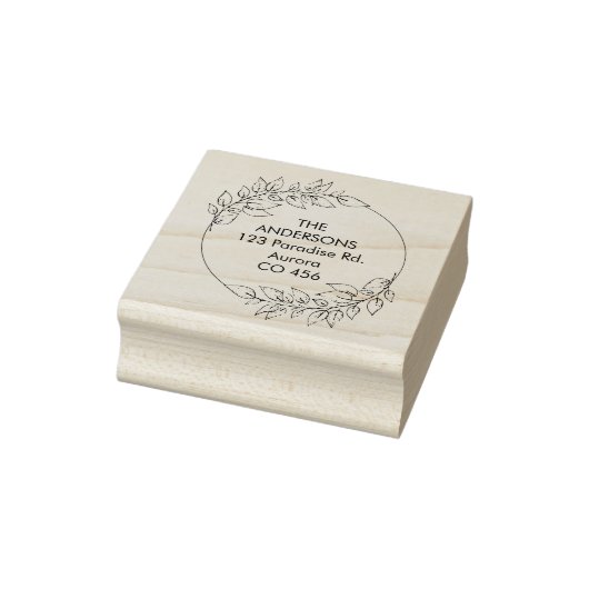 Aangepaste familienaam met bladeren rubberstempel (Stempel)