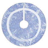 Aangepaste Familienaam met Blauwe Sneeuwvlokken Ke Kerstboom Rok (Voorkant)