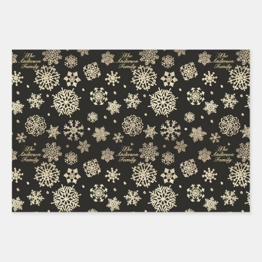 Aangepaste familienaam Metallic Gold Kerstcadeau Inpakpapier Vel (Voorkant 3)