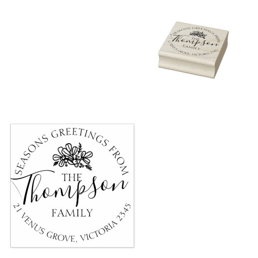 Aangepaste familienaam mistletoe retour adres stem rubberstempel (Gestempeld)