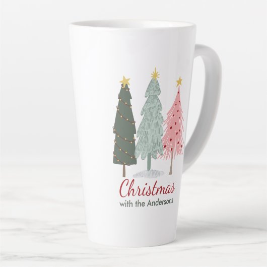Aangepaste familienaam Modern Minimalistisch Kerst Latte Mok (Rechterhoek)