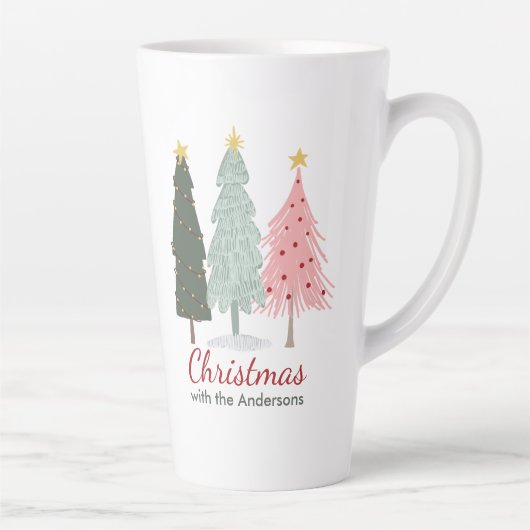 Aangepaste familienaam Modern Minimalistisch Kerst Latte Mok (Rechts)