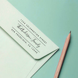 Aangepaste familienaam   Modern retouradres Rubberstempel