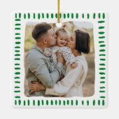 Aangepaste Familienaam Modern Roze & Groene Kerstm Keramisch Ornament (Achterkant)