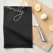 Aangepaste familienaam Modern Zwart-wit Theedoek (Quarter Fold)
