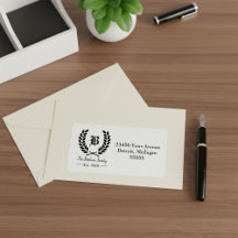 Aangepaste familienaam Monogram Adresetiketten