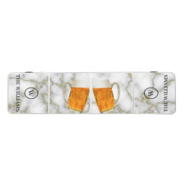 Aangepaste familienaam Monogram Bier Wit Goud Marm Beer Pong Tafel