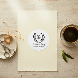 Aangepaste familienaam Monogram Classic ronde Stic Ronde Sticker