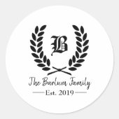 Aangepaste familienaam Monogram Classic ronde Stic Ronde Sticker (Voorkant)