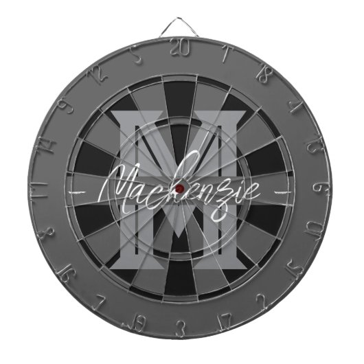 Aangepaste familienaam monogram grijs dartbord (Voorkant)