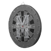 Aangepaste familienaam monogram grijs dartbord (Voorkant Rechts)