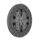 Aangepaste familienaam monogram grijs dartbord (Voorkant Links)
