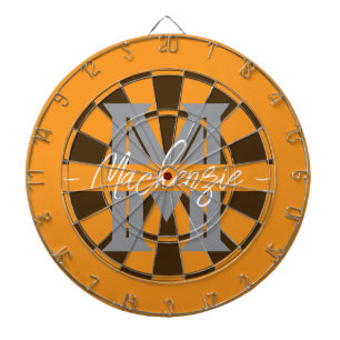 Aangepaste familienaam monogram grijs dartbord