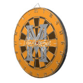 Aangepaste familienaam monogram grijs dartbord (Voorkant Rechts)