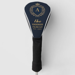 Aangepaste familienaam Monogram Royal Crest Emblee Golfheadcover