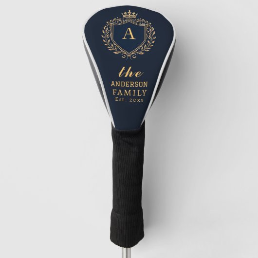 Aangepaste familienaam Monogram Royal Crest Emblee Golfheadcover (Voorkant)