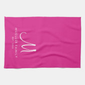 Aangepaste familienaam Monogram Sjabloon Trendy ro Theedoek (Horizontaal)