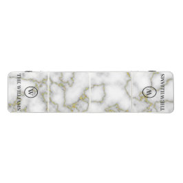 Aangepaste familienaam & Monogram Wit Goud Marmer Beer Pong Tafel