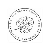 Aangepaste familienaam & Monstera Leaf retouradres Rubberstempel (Afrduk)