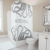 Aangepaste familienaam nautische octopus kraken douchegordijn (In situ)