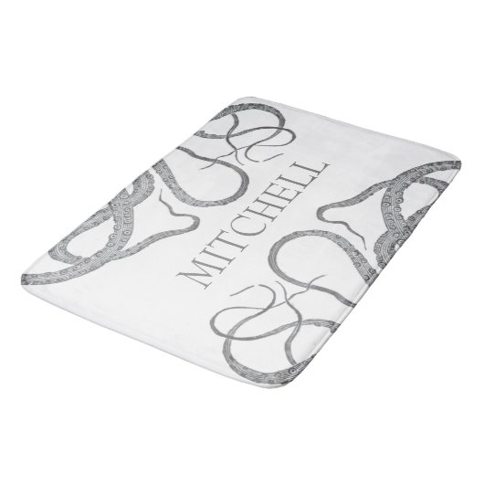 Aangepaste familienaam nautische octopus kraken II Badmat (Gekanteld)