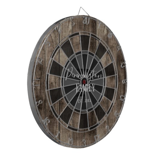 Aangepaste familienaam opgegeven datum dartbord (Voorkant Links)