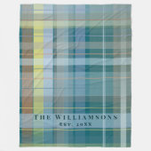 Aangepaste familienaam Oprichtingsjaar Plaid Check Fleece Deken (Voorkant)