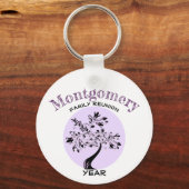 Aangepaste familienaam Paarse boomstructuur Sleutelhanger (Voorkant)