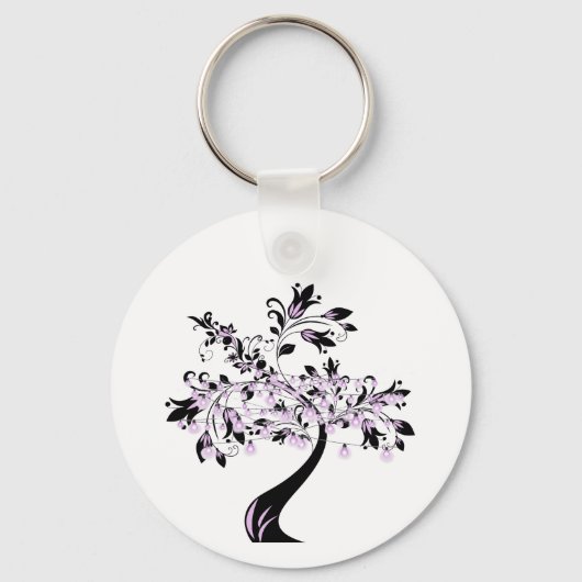 Aangepaste familienaam Paarse boomstructuur Sleutelhanger (Achterkant)