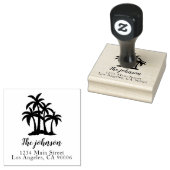 Aangepaste familienaam Palm Trees Retouradres Rubberstempel (Gestempeld)