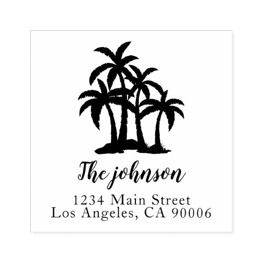 Aangepaste familienaam Palm Trees Retouradres Rubberstempel (Afrduk)