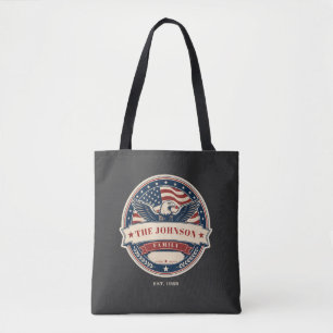 Aangepaste familienaam Patriottische Adelaar Famil Tote Bag