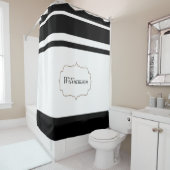 Aangepaste familienaam Persoonlijk Zwart-wit Douchegordijn (In situ)