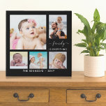 Aangepaste familienaam Quote 5 Foto Collage Black Imitatie Canvas Print<br><div class="desc">Moderne 5 foto-collage canvas afdrukken met 'familie' is alles 'quote typografie'.</div>