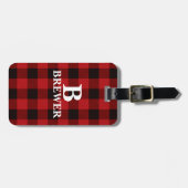 Aangepaste familienaam Red Tartan Bagagelabel (Voorkant horizontaal)