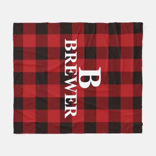 Aangepaste familienaam Red Tartan Fleece Blanket (Voorkant (Horizontaal))