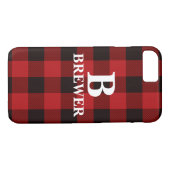 Aangepaste familienaam Red Tartan iPhone Case (Achterkant (Horizontaal))