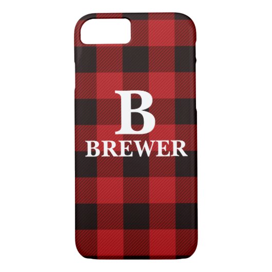 Aangepaste familienaam Red Tartan iPhone Case (Achterkant)