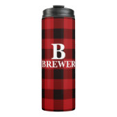 Aangepaste familienaam Red Tartan Thermal Tumbler Thermosbeker (Voorkant)