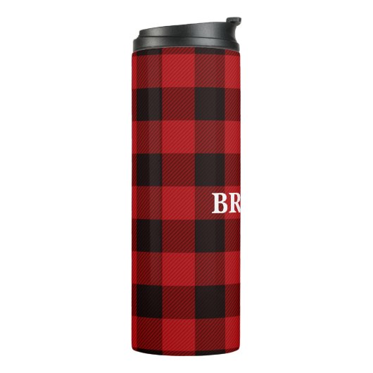 Aangepaste familienaam Red Tartan Thermal Tumbler Thermosbeker (Gedraaid links)