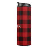 Aangepaste familienaam Red Tartan Thermal Tumbler Thermosbeker (Geroteerd rechts)
