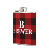 Aangepaste familienaam Red Tartan Vinyl Flask Heupfles (Links)