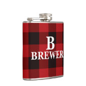 Aangepaste familienaam Red Tartan Vinyl Flask Heupfles (Rechts)