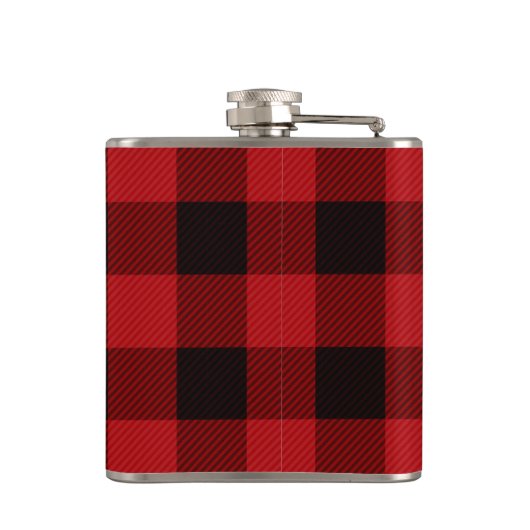 Aangepaste familienaam Red Tartan Vinyl Flask Heupfles (Achterkant)