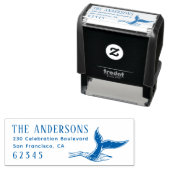 Aangepaste familienaam & retouradres Walvis Flukes Zelfinktende Stempel (In situ)