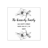 Aangepaste familienaam Return Address Flowers & Sc Rubberstempel (Afrduk)