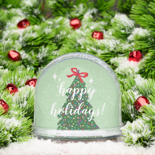 Aangepaste familienaam Roze kerstboom Sneeuwbol (Kerstmis)