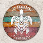 Aangepaste familienaam Rustic Beach House Dartboar Dartbord<br><div class="desc">Personaliseer dit Dartbord met uw familienaam. Ontworpen voor u door Blackberry Boulevard.</div>