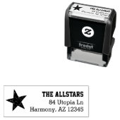 Aangepaste familienaam | Rustic Star Retouradres Zelfinktende Stempel (In situ)